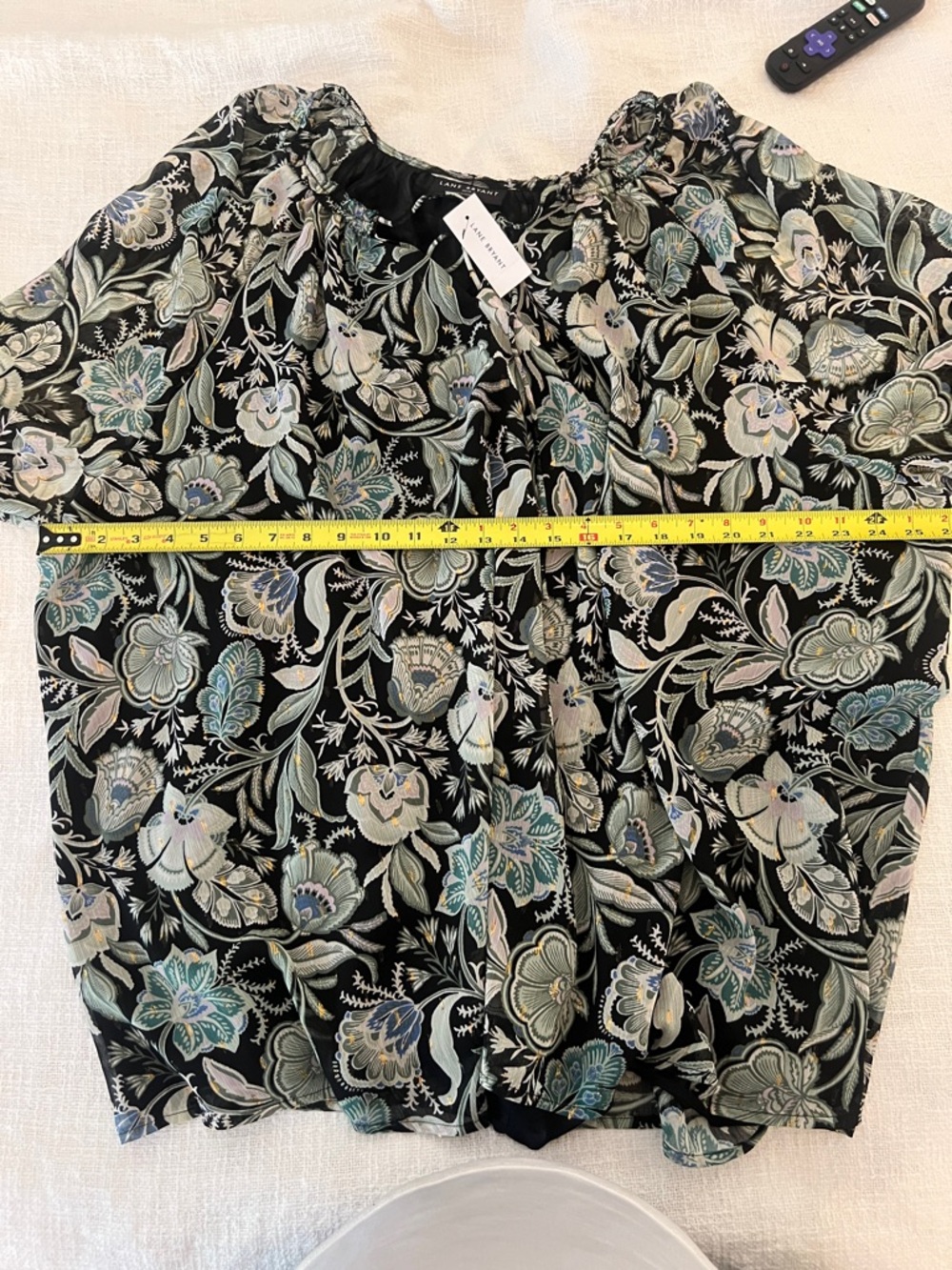 Lane Bryant Women’s Black Floral Tie-Neck Peasant Blouse Sz 30/32 NWT - Picture 12 of 14